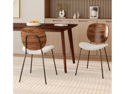 Set de 2 sillas de tela beige jaspeado y madera - Simone