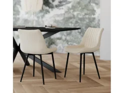 Set de 2 sillas de tela beige y metal negro - Killi