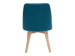 Set de 2 sillas de tela efecto aterciopelado texturizado azul petróleo y madera clara maciza HIGGINS