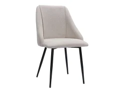 Set de 2 sillas de tela efecto aterciopelado texturizado beige y metal negro HIGGINS