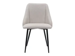 Set de 2 sillas de tela efecto aterciopelado texturizado beige y metal negro HIGGINS