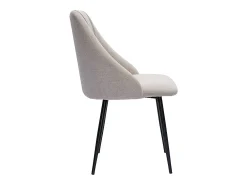 Set de 2 sillas de tela efecto aterciopelado texturizado beige y metal negro HIGGINS