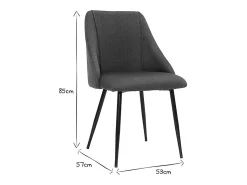 Set de 2 sillas de tela efecto aterciopelado texturizado beige y metal negro HIGGINS
