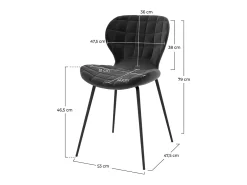 Set de 2 sillas de terciopelo negro 75 cm - Mazzia