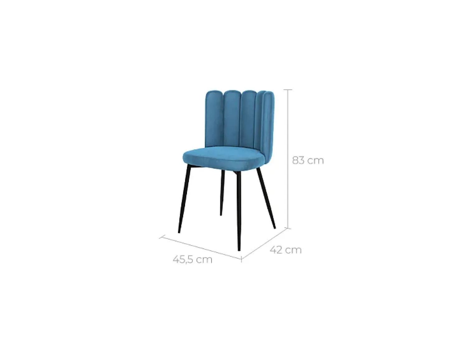 Set de 2 sillas de terciopelo azul con patas de metal negro - Rosy