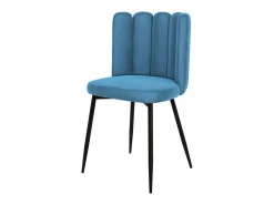 Set de 2 sillas de terciopelo azul con patas de metal negro - Rosy