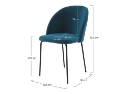 Set de 2 sillas de terciopelo azul oscuro - Karl