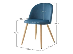 Set de 2 sillas de terciopelo azul con patas de metal - Cozy