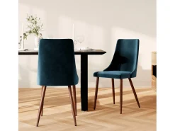 Set de 2 sillas de terciopelo azul - Vinni