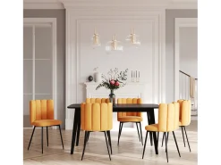 Set de 2 sillas de terciopelo amarillo con patas de metal - Rosy