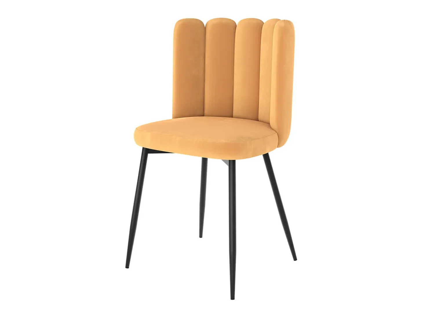 Set de 2 sillas de terciopelo amarillo con patas de metal - Rosy