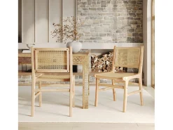Set de 2 sillas en madera de teca y ratán - Kyla