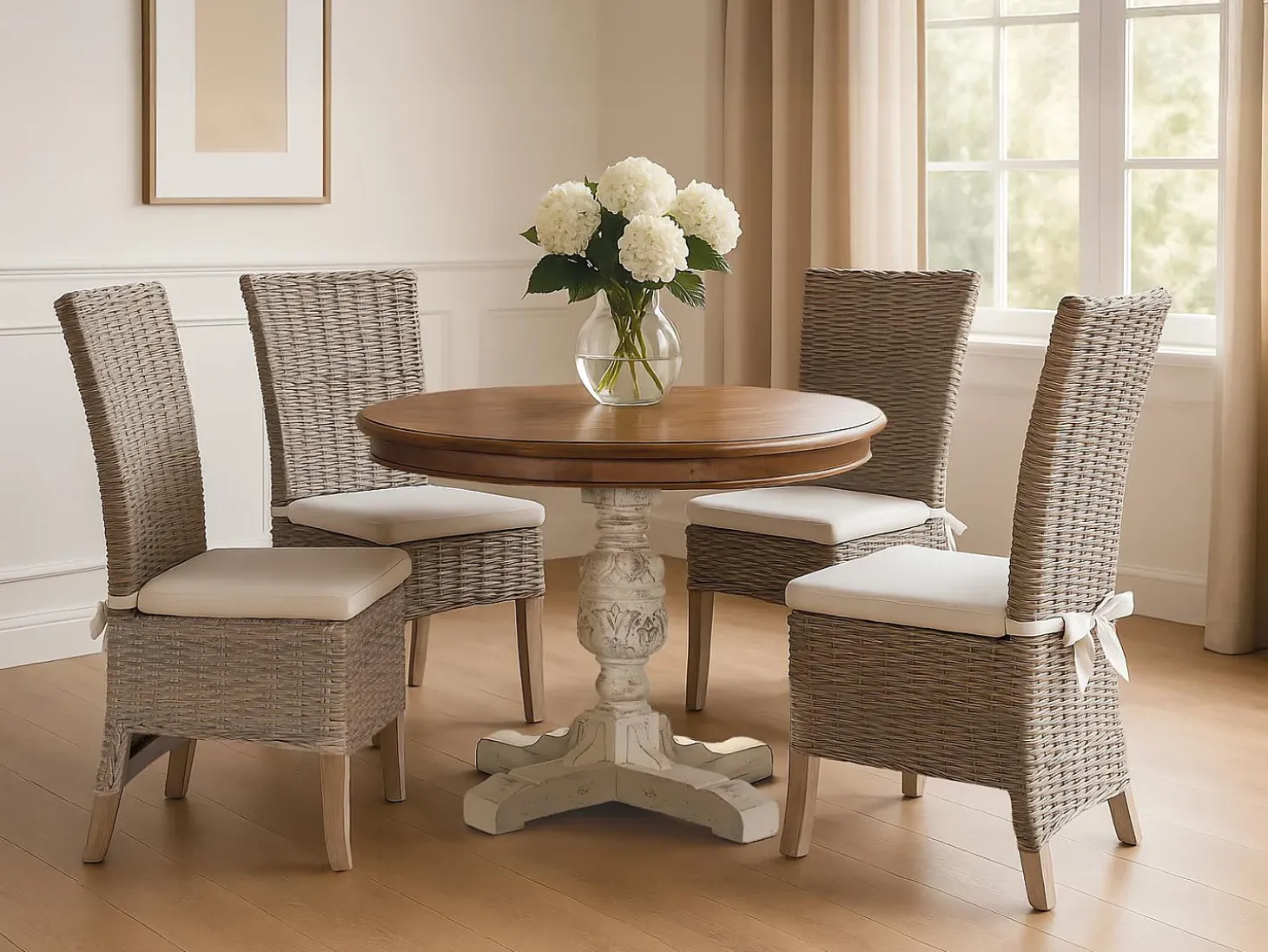Set de 2 sillas en rattan con cojin incluido