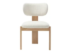 Set de 2 sillas en tejido de rizo y madera de hevea - Blanco - WILANA