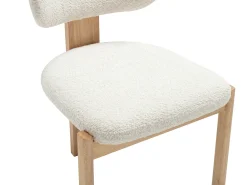 Set de 2 sillas en tejido de rizo y madera de hevea - Blanco - WILANA