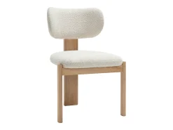 Set de 2 sillas en tejido de rizo y madera de hevea - Blanco - WILANA