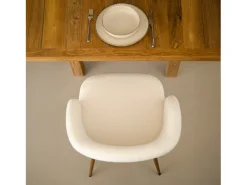 Set de 2 sillas en tejido bouclé beige con patas marrones - Swan