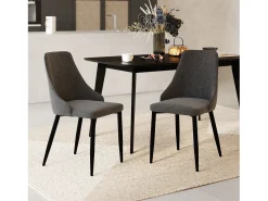 Set de 2 sillas en tela gris oscuro con patas de metal - Pipo