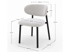 Set de 2 sillas en tela jaspeada gris claro y patas de metal negro - Nao