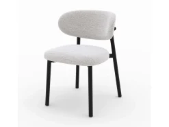 Set de 2 sillas en tela jaspeada gris claro y patas de metal negro - Nao