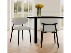 Set de 2 sillas en tela jaspeada gris claro y patas de metal negro - Nao