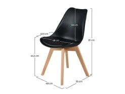 Set de 2 sillas escandinava negra con patas de madera - Skandi