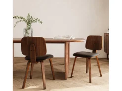 Set de 2 sillas Flow en madera y PU negro - Flow