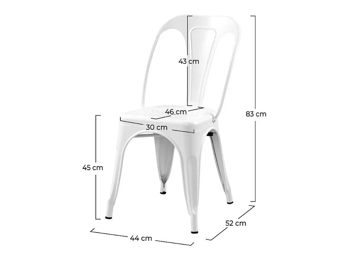 Set de 2 sillas Indus blancas mate de metal con acabado mate