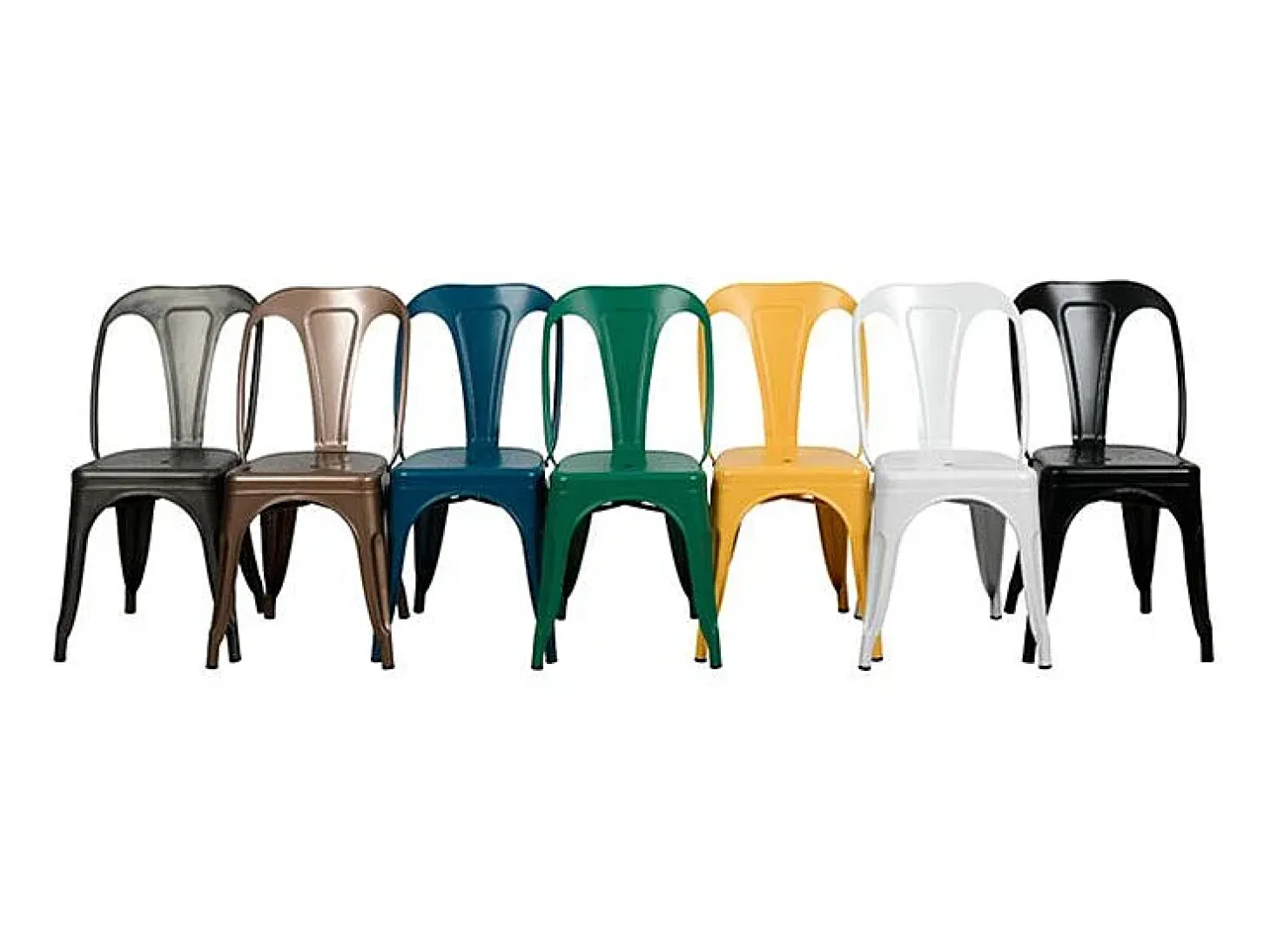 Set de 2 sillas Indus blancas mate de metal con acabado mate