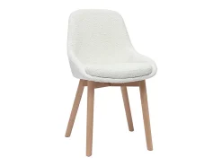 Set de 2 sillas nórdicas de borreguillo blanco y madera clara maciza HOLO