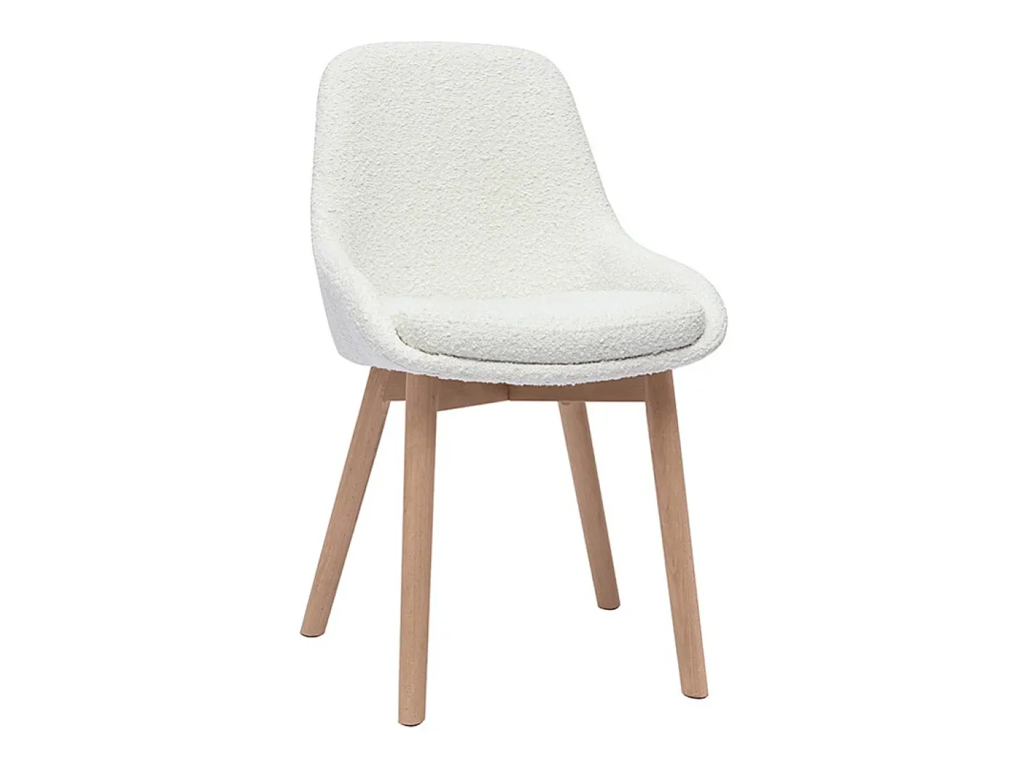 Set de 2 sillas nórdicas de borreguillo blanco y madera clara maciza HOLO