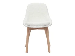 Set de 2 sillas nórdicas de borreguillo blanco y madera clara maciza HOLO