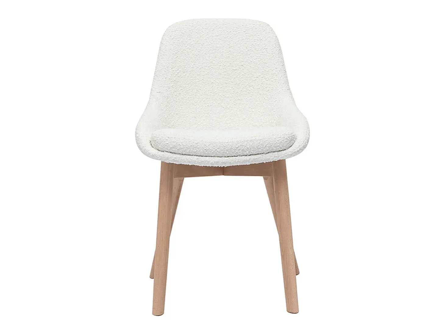 Set de 2 sillas nórdicas de borreguillo blanco y madera clara maciza HOLO