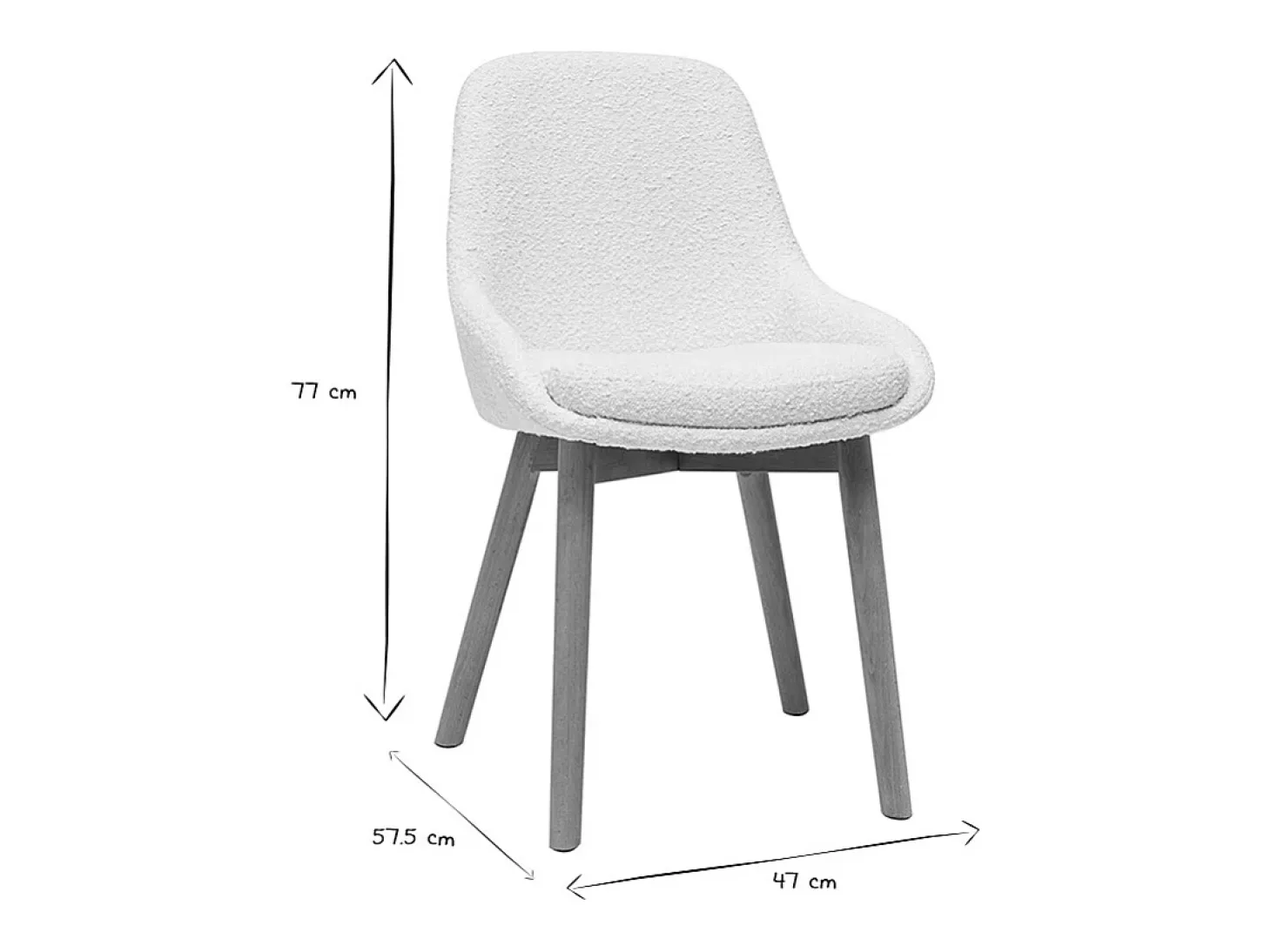 Set de 2 sillas nórdicas de borreguillo blanco y madera clara maciza HOLO
