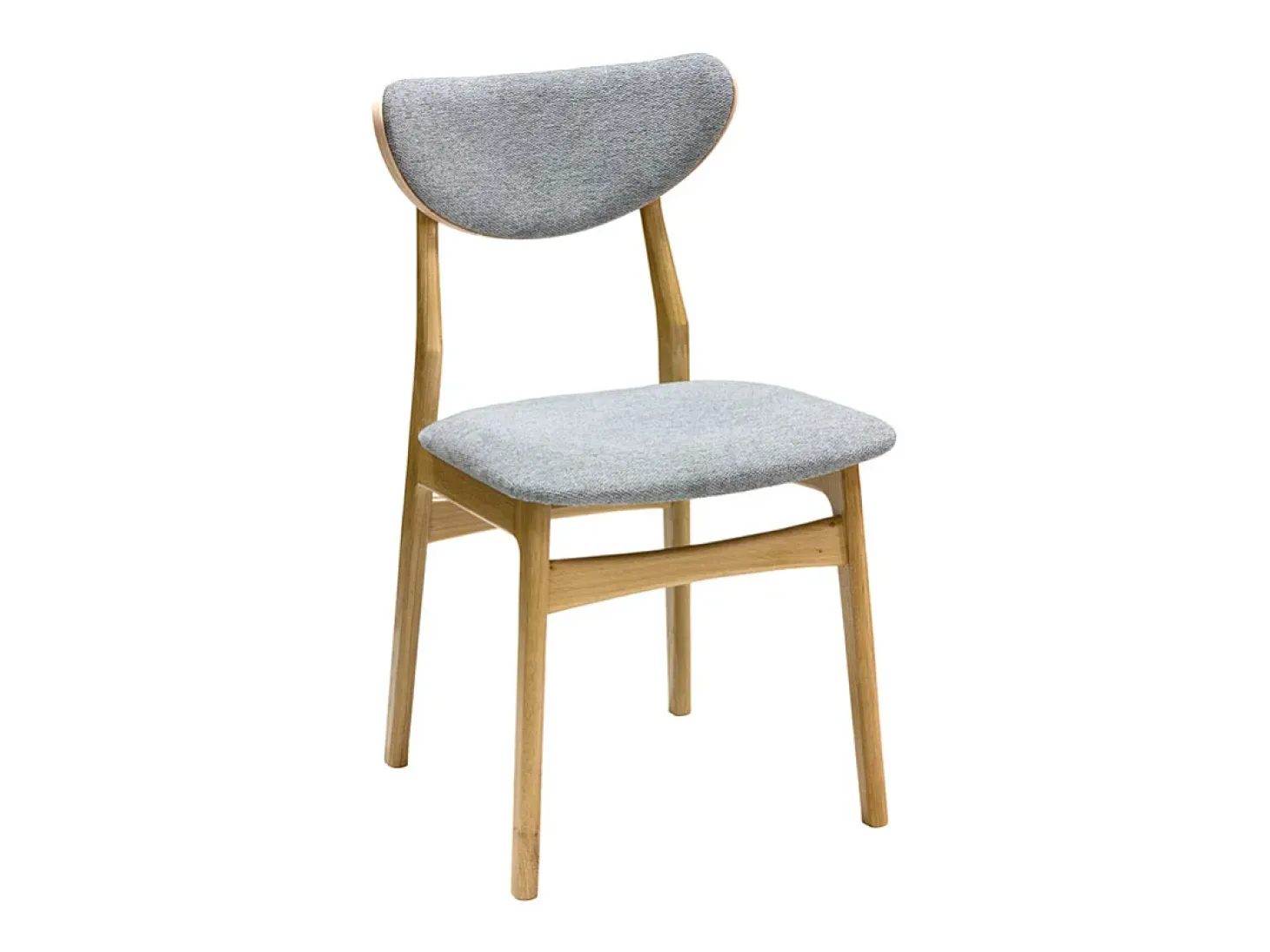 Set de 2 sillas nórdicas de tejido efecto aterciopelado texturizado gris jaspeado y madera clara de haya maciza MAYA