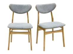 Set de 2 sillas nórdicas de tejido efecto aterciopelado texturizado gris jaspeado y madera clara de haya maciza MAYA