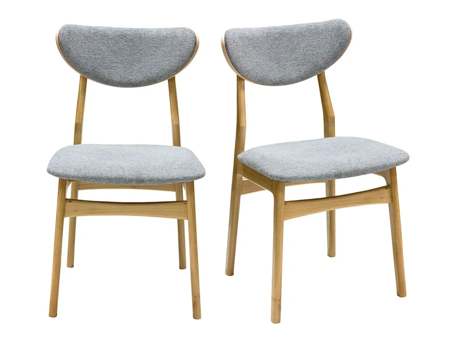 Set de 2 sillas nórdicas de tejido efecto aterciopelado texturizado gris jaspeado y madera clara de haya maciza MAYA