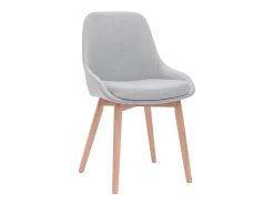 Set de 2 sillas nórdicas de tela gris clara y madera clara maciza HOLO
