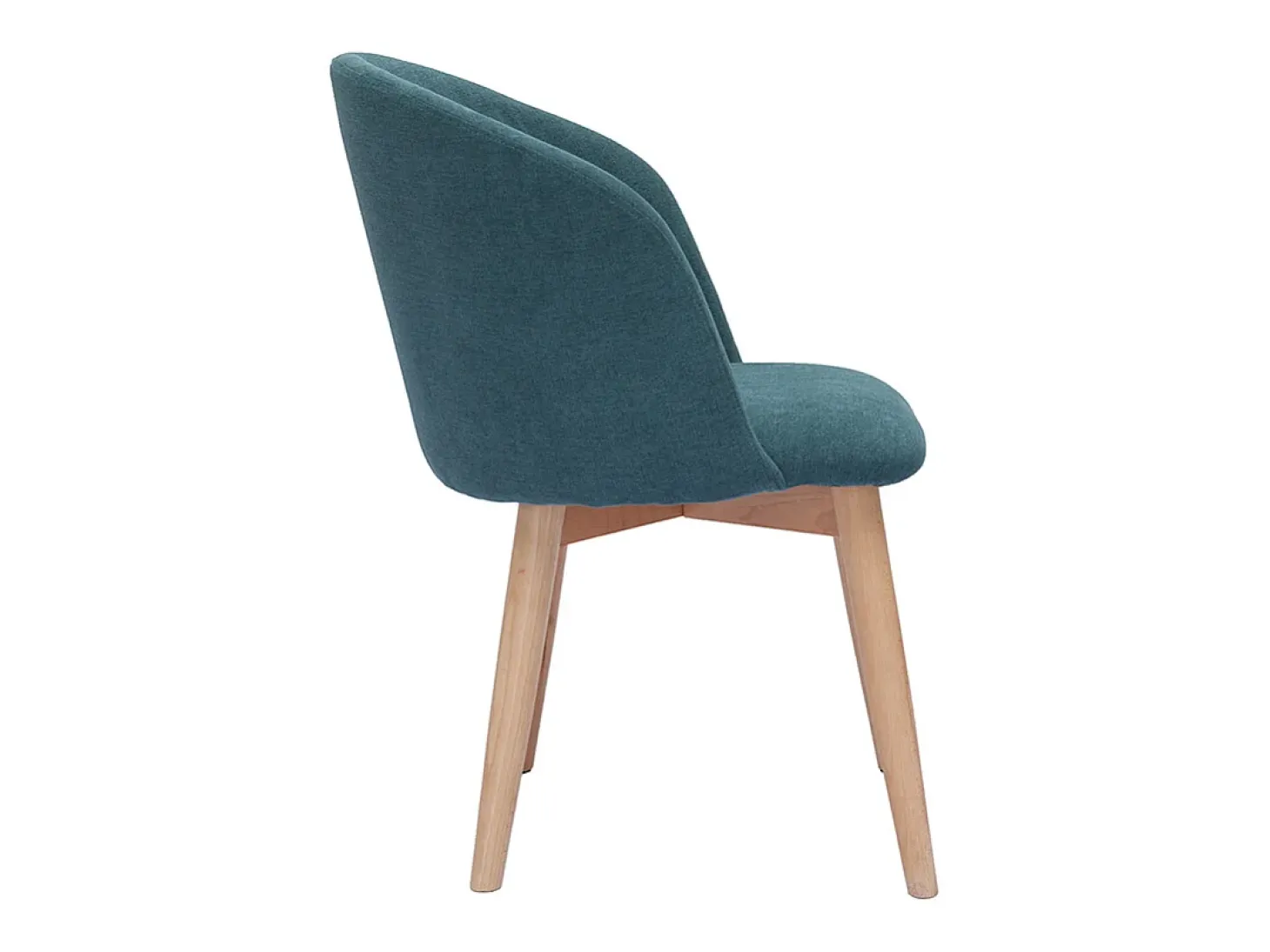 Set de 2 sillas nórdicas de tela efecto aterciopelado azul petróleo y madera clara maciza VANITY