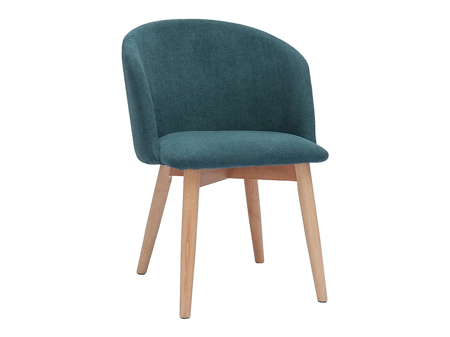 Set de 2 sillas nórdicas de tela efecto aterciopelado azul petróleo y madera clara maciza VANITY