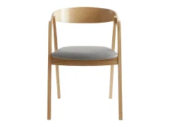 Set de 2 sillas nórdicas de madera clara de roble macizo y tela gris LOVA