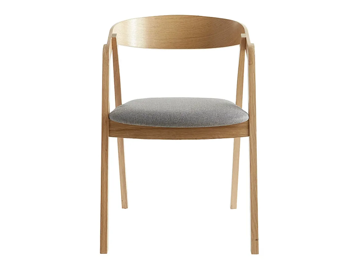 Set de 2 sillas nórdicas de madera clara de roble macizo y tela gris LOVA