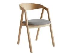 Set de 2 sillas nórdicas de madera clara de roble macizo y tela gris LOVA