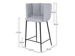 Set de 2 sillas para isla de cocina en tela gris claro 67 cm - Rosy