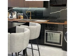 Set de 2 sillas para isla de cocina en tela gris claro 67 cm - Rosy