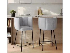 Set de 2 sillas para isla de cocina en tela gris claro 67 cm - Rosy