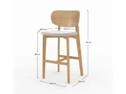 Set de 2 sillas para isla central en madera y tela beige 66 cm - Aria