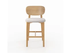 Set de 2 sillas para isla central en madera y tela beige 66 cm - Aria