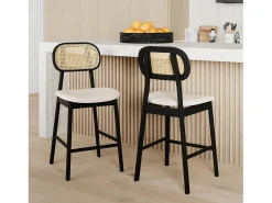Set de 2 sillas para isla central en tela beige 64,5 cm - Maria
