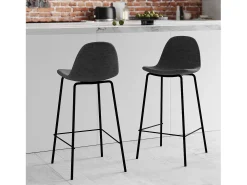 Set de 2 sillas para isla central en tela gris oscuro 65 cm - Henrik